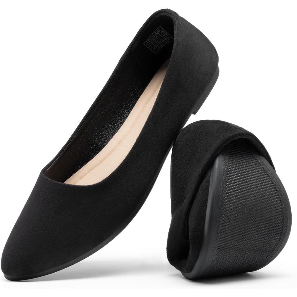 imageDREAM PAIRS Womens Flats Comfortable Slip On Business Work Office Casual Suede Ballet Flats Pointed Toe Dress ShoesBlack