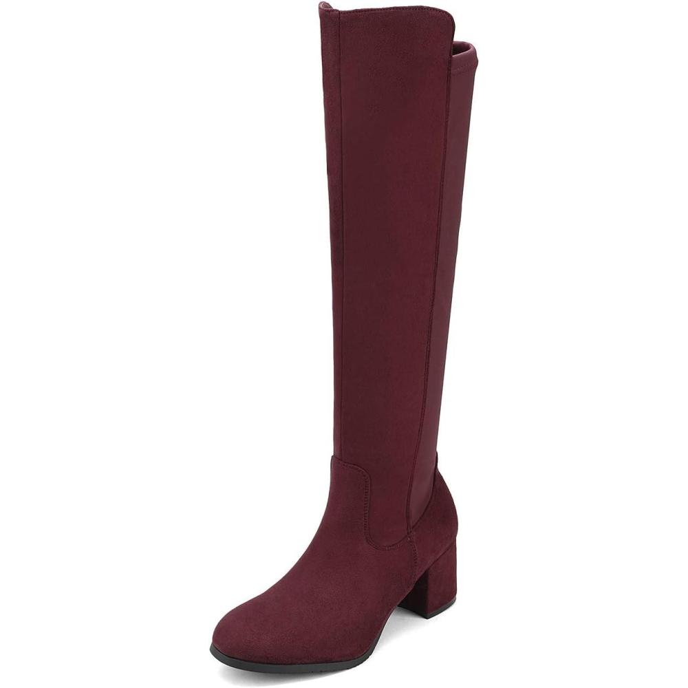 imageDREAM PAIRS Womens Knee High Stretchy Fashion BootsBurgundy