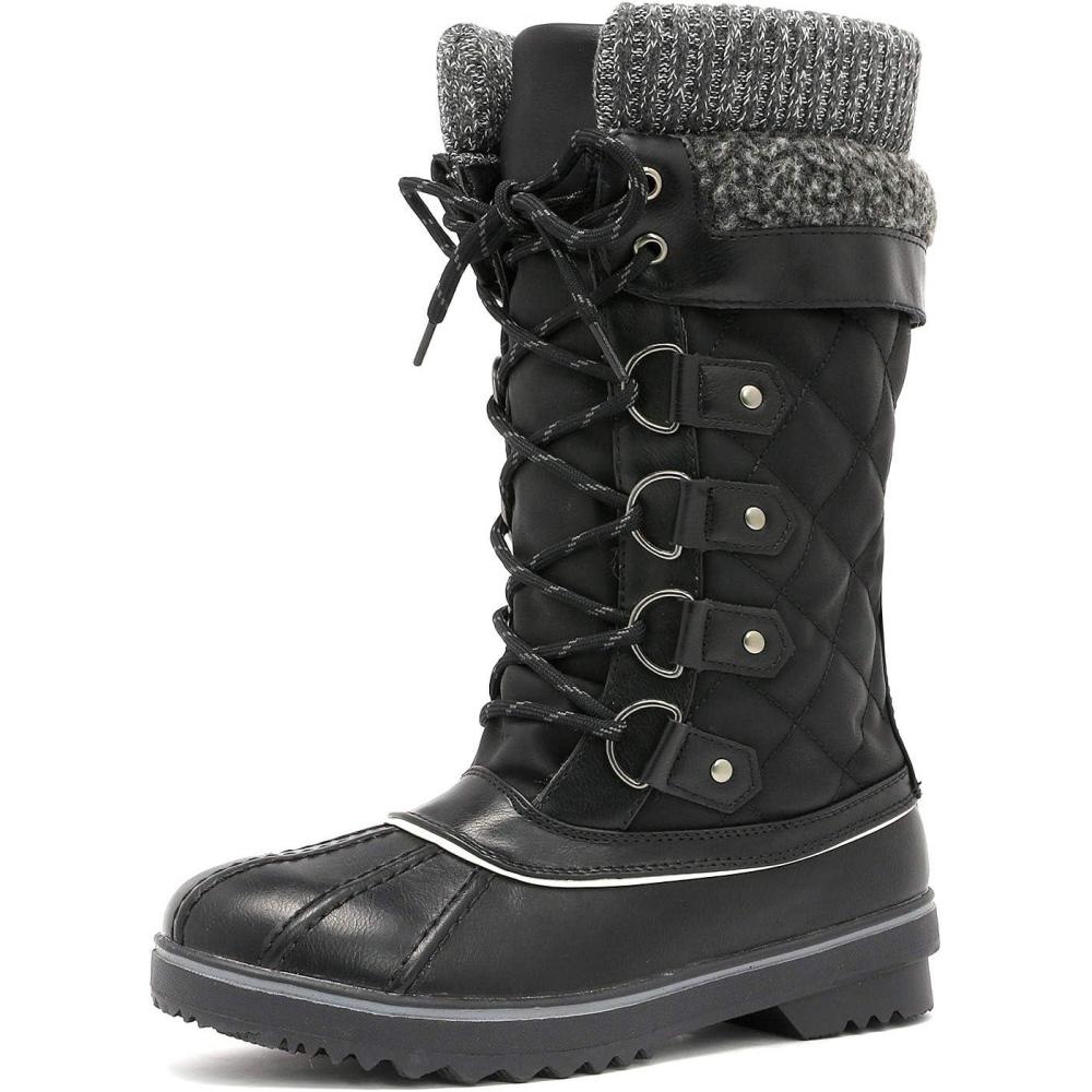 imageDREAM PAIRS Womens MidCalf Waterproof Winter Snow Boots MONTE02Black
