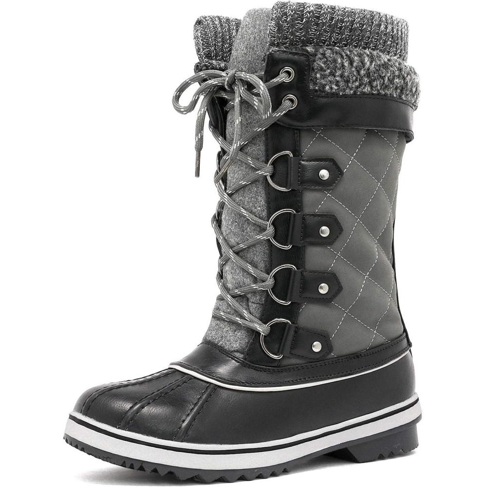 imageDREAM PAIRS Womens MidCalf Waterproof Winter Snow Boots MONTE02Grey