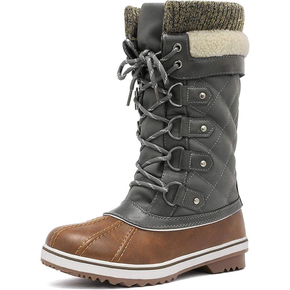 imageDREAM PAIRS Womens MidCalf Waterproof Winter Snow Boots MONTE02TanKhaki