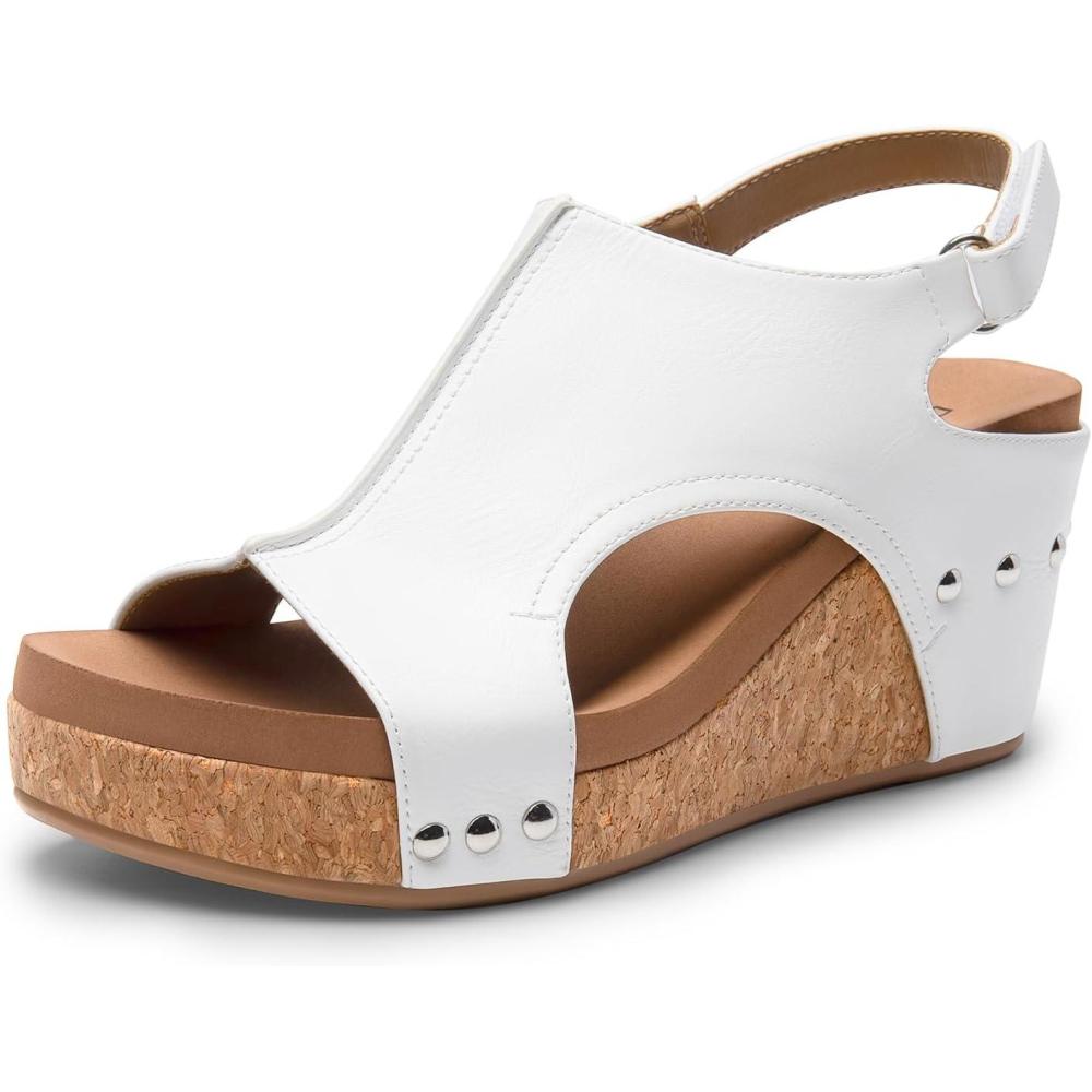 imageDREAM PAIRS Womens Platform Wedge Sandals Comfortable PeepToe Cork Casual ampamp Dressy Summer Lightweight Shoes for All Day WearWhite
