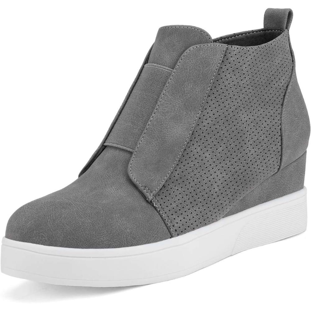 imageDREAM PAIRS Womens Platform Wedge Sneakers Ankle BootiesGrey