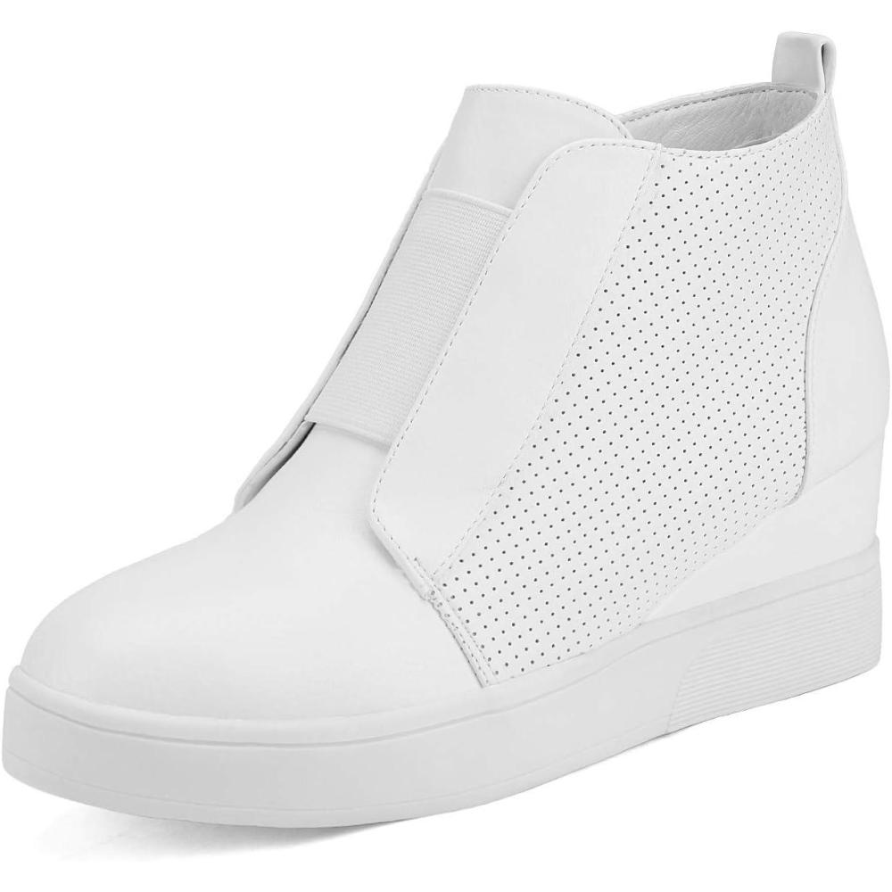 imageDREAM PAIRS Womens Platform Wedge Sneakers Ankle BootiesWhite