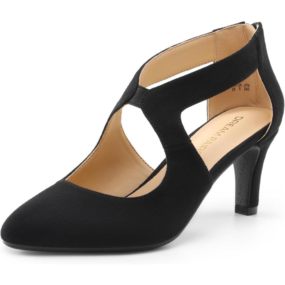 imageDREAM PAIRS Womens Pumps Closed Pointed Toe Kitten Heels Elegant Party Wedding Dress Shoes for WomenBlack