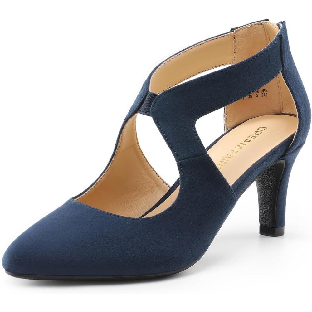 imageDREAM PAIRS Womens Pumps Closed Pointed Toe Kitten Heels Elegant Party Wedding Dress Shoes for WomenNavy