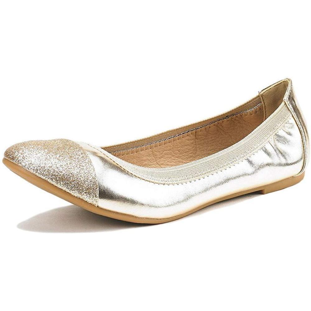 imageDREAM PAIRS Womens SoleFlex Ballerina Walking Flats ShoesGold