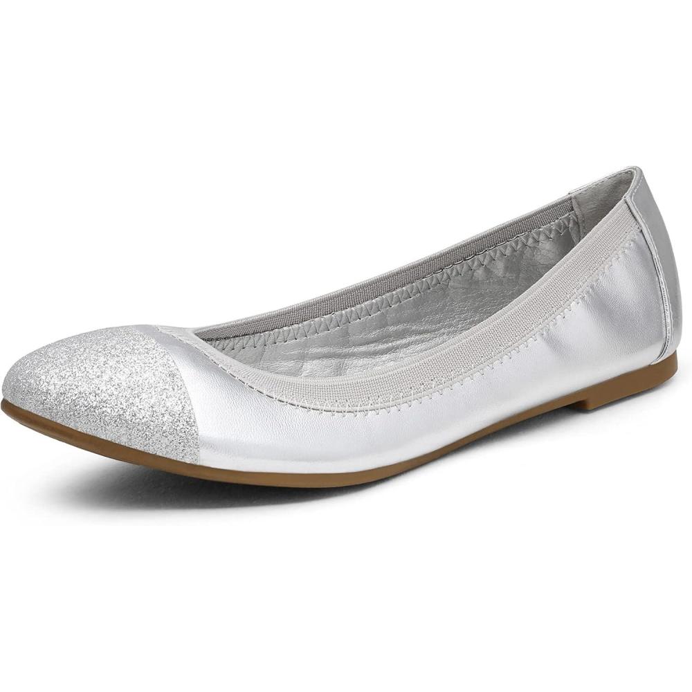 imageDREAM PAIRS Womens SoleFlex Ballerina Walking Flats ShoesSilver