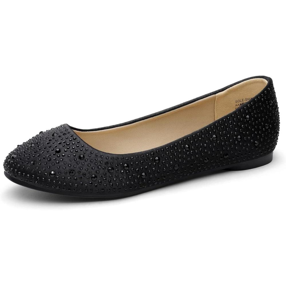 imageDREAM PAIRS Womens SoleShine Rhinestone Ballet Flats ShoesBlack