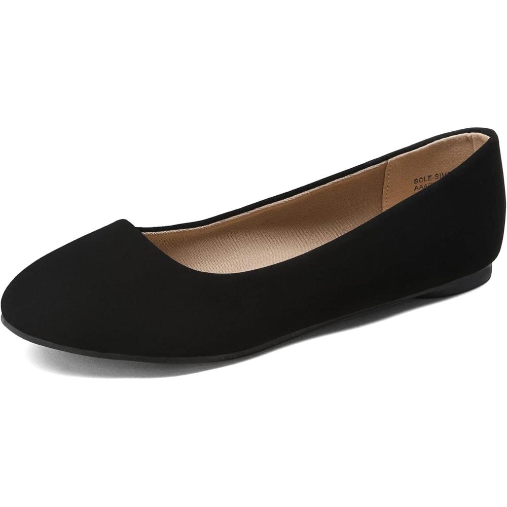 imageDREAM PAIRS Womens SoleSimple Wide Width Flats Ballerina Walking Flats Comfortable Slip on ShoesBlackNubuck