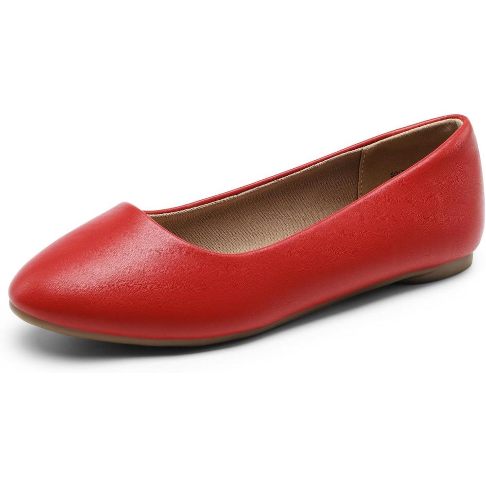 imageDREAM PAIRS Womens SoleSimple Wide Width Flats Ballerina Walking Flats Comfortable Slip on ShoesRedpu1
