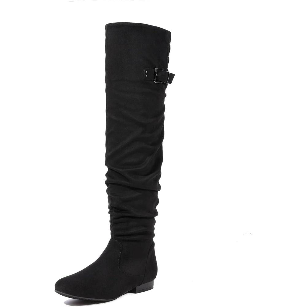 imageDREAM PAIRS Womens Suede Over The Knee Thigh High Winter BootsBlackp