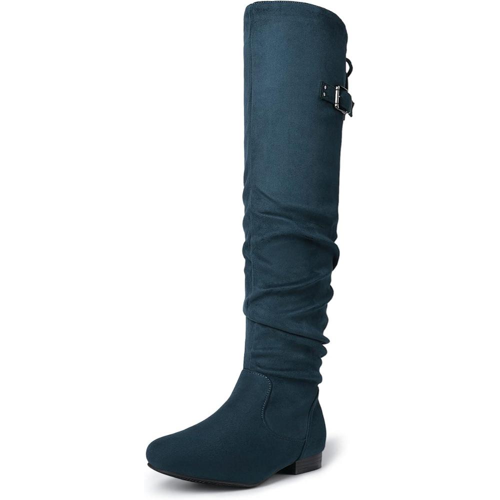 imageDREAM PAIRS Womens Suede Over The Knee Thigh High Winter BootsBlue