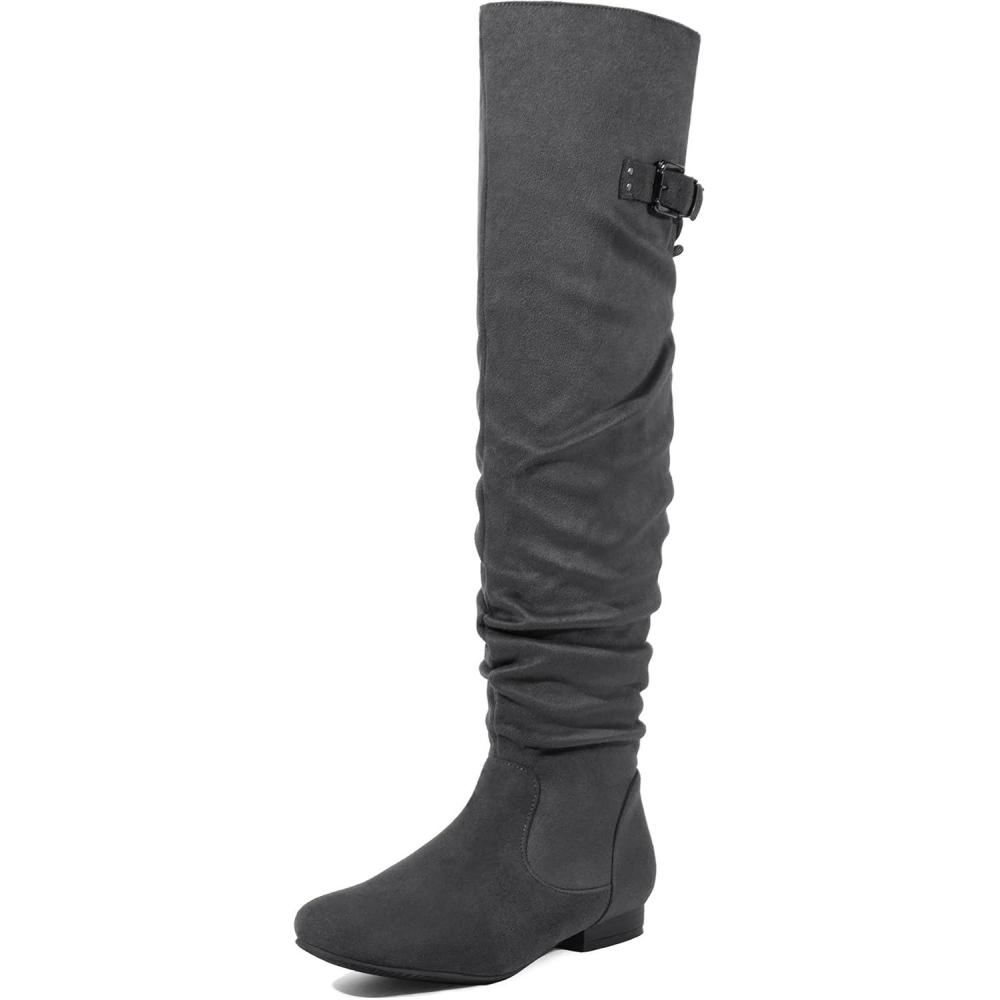 imageDREAM PAIRS Womens Suede Over The Knee Thigh High Winter BootsGrey