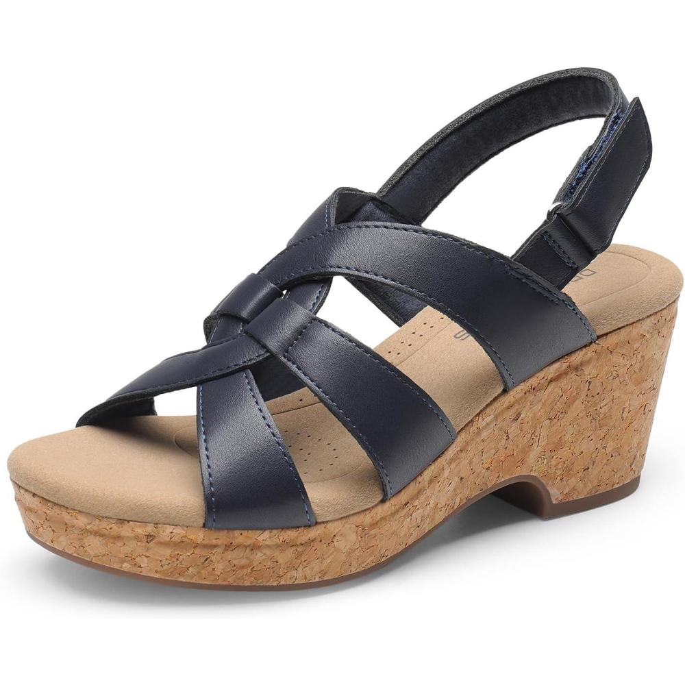 imageDREAM PAIRS Womens Wedge Sandals Comfortable Open Toe Platform Casual Dressy Cork Summer Dress ShoesNavy
