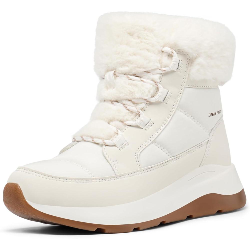 imageDREAM PAIRS Womens Winter Snow Boots Faux Fur Waterproof Ankle Booties Zaylee Ladies Comfortable Short Boots OutdoorOffwhite