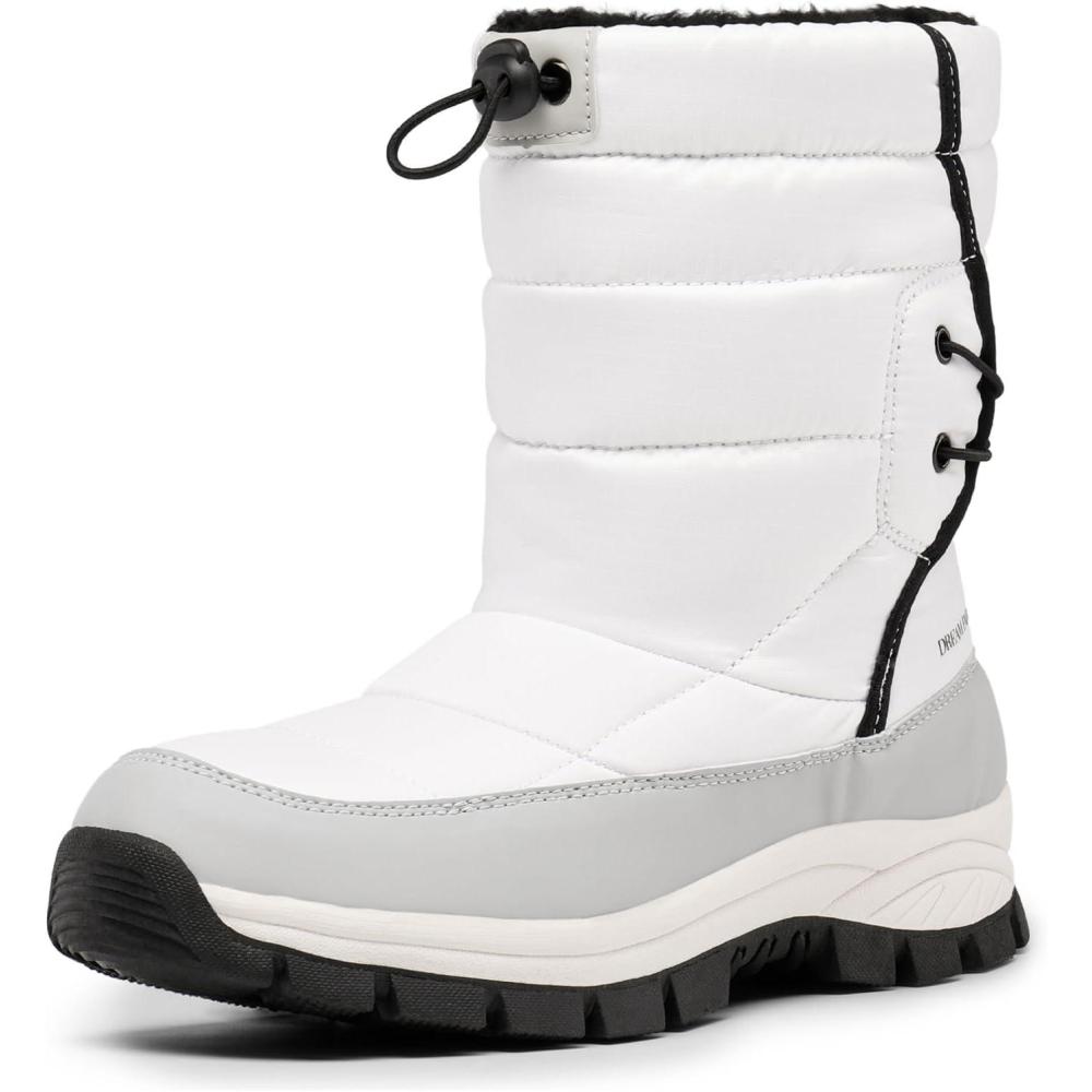 imageDREAM PAIRS Womens Winter Snow Boots Waterproof Lightweight Warm Fashion Janara Mid Calf BootWhite