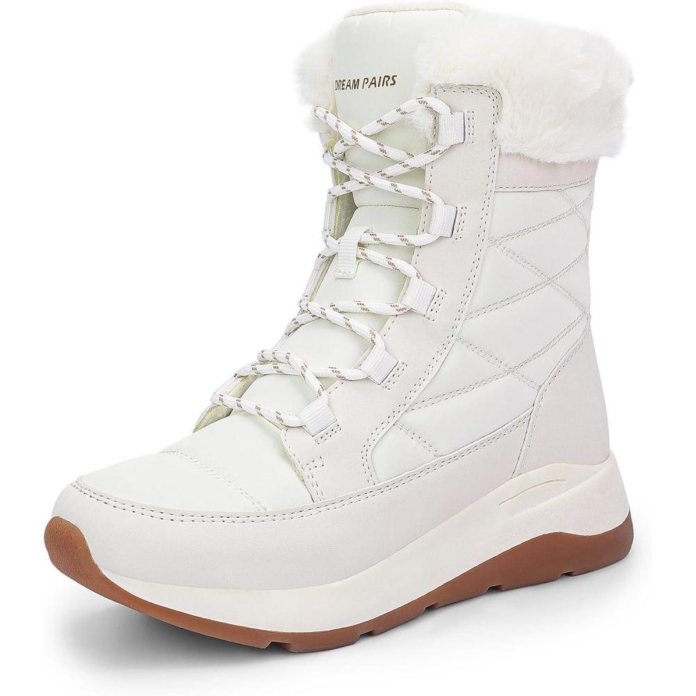imageDREAM PAIRS Womens Winter Snow Boots Waterproof Lightweight Warm Faux Fur Lined Insulated Outdoor Ladies MidCalf BootiesBeige