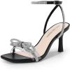 imageDREAM PAIRS Womens Double Bowknots Heels Open Square Toe Ankle Strap Crystal Rhinestone Dress Sandals for Party WeddingBlackpu