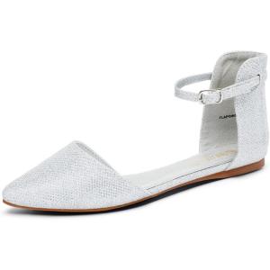 DREAM PAIRS Flapointed Women’s Casual D’Orsay Pointed Plain Ballet Comfort Soft Slip On Flats Shoes(All Silver)