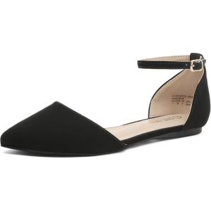 DREAM PAIRS Flapointed Women’s Casual D’Orsay Pointed Plain Ballet Comfort Soft Slip On Flats Shoes(Black/Nubuck)