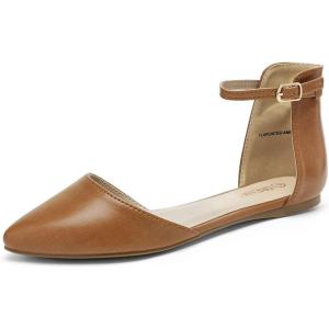DREAM PAIRS Flapointed Women’s Casual D’Orsay Pointed Plain Ballet Comfort Soft Slip On Flats Shoes(Tan)
