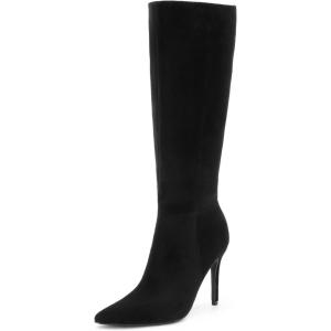 DREAM PAIRS Knee High Boots for Women, Sexy Pointed Toe Stiletto High Heel Boots, Fashion & Classic Dress Shoes(Black-suede)