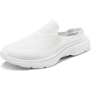 DREAM PAIRS Mules for Women Shoes Slip on Sneakers Knit Flats Lightweight Breathable Comfortable Walking Shoes(White)