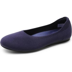DREAM PAIRS Wide Ballet Flats Shoes for Women, Width Foldable Knit Women’s Flats with Arch Support, Comfortable Shoes for Women Dressy Casual Work Office(Navy)