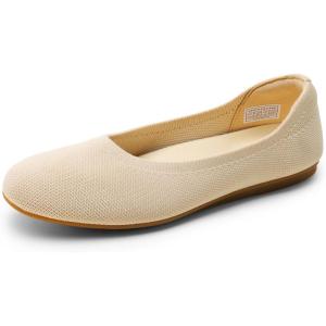 DREAM PAIRS Wide Ballet Flats Shoes for Women, Width Foldable Knit Women’s Flats with Arch Support, Comfortable Shoes for Women Dressy Casual Work Office(Nude)