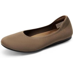DREAM PAIRS Wide Ballet Flats Shoes for Women, Width Foldable Knit Women’s Flats with Arch Support, Comfortable Shoes for Women Dressy Casual Work Office(Brown)