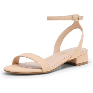 DREAM PAIRS Women Black White Nude Clear Sandals Low Heel Dressy Sandals Ankle Strap Open Toe Chunky Block Heeled Summer Classic Comfortable Flat Shoes(Nude)