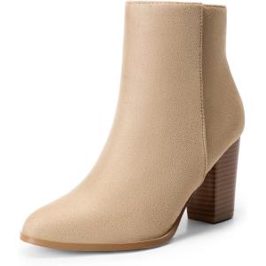 DREAM PAIRS Women’s Ankle Boots Chunky Block Heel Booties(Sand/Suede)