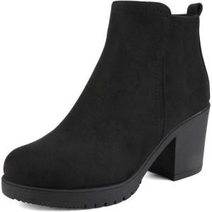 DREAM PAIRS Women’s Ankle Boots Chunky Heel Platform Fall Heeled Short Booties Shoes(Black)