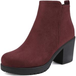 DREAM PAIRS Women’s Ankle Boots Chunky Heel Platform Fall Heeled Short Booties Shoes(Burgundy)