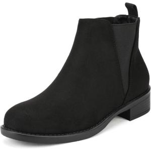 DREAM PAIRS Women’s Ankle Boots Chunky Low Heel Chelsea Booties Slip On Elastic Fall Short Boots(Black)