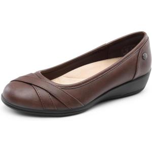 DREAM PAIRS Women’s Ballet Flats Business Office Work Dress Shoes Comfortable Dressy Flats for Women(Brown)