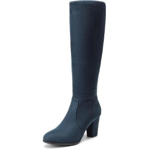 DREAM PAIRS Women’s Chunky Heel Knee High Boots(Dark/Blue)