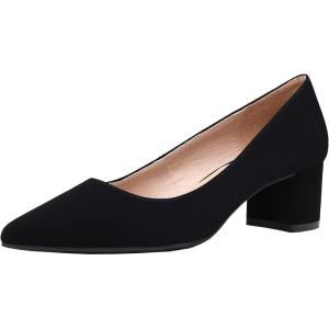 DREAM PAIRS Women’s Chunky Low Block Heels Closed Toe Dress Pumps Shoes(Black/Nubuck/Pu)