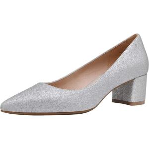 DREAM PAIRS Women’s Chunky Low Block Heels Closed Toe Dress Pumps Shoes(Silver/Glitter)