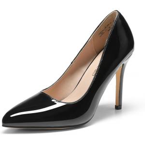 DREAM PAIRS Women’s Closed Toe High Heels Dress Pointed Toe Wedding Pump Shoes(Black/Pat)