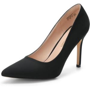 DREAM PAIRS Women’s Closed Toe High Heels Dress Pointed Toe Wedding Pump Shoes(Black/Suede)