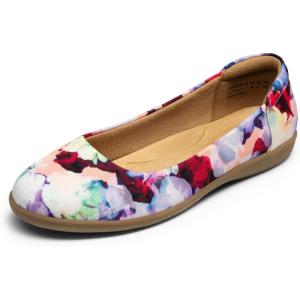 DREAM PAIRS Women’s Comfortable Ballet Dressy Work Flats, Round Toe Slip on Office Shoes(Floral)