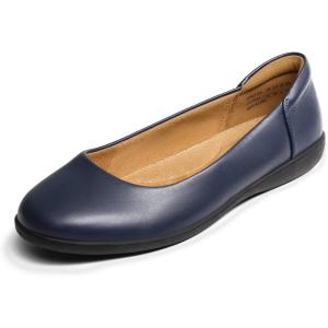 DREAM PAIRS Women’s Comfortable Ballet Dressy Work Flats, Round Toe Slip on Office Shoes(Navy)