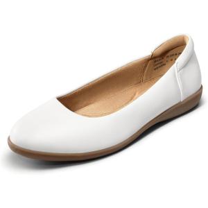 DREAM PAIRS Women’s Comfortable Ballet Dressy Work Flats, Round Toe Slip on Office Shoes(White)