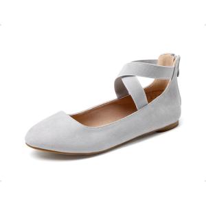 DREAM PAIRS Women’s Comfortable Fashion Elastic Ankle Straps Flats Shoes(Grey)