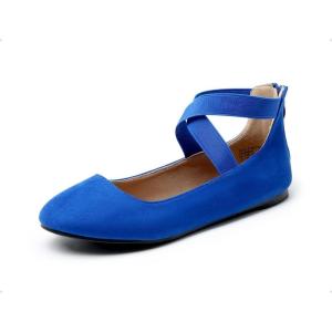 DREAM PAIRS Women’s Comfortable Fashion Elastic Ankle Straps Flats Shoes(Royal/Blue)