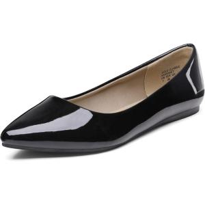 DREAM PAIRS Women’s Dress Pointed Toe Flats Ballet Comfort Soft Slip On Casual Flat Shoes for Work Office Business(Black/Pat)