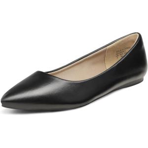 DREAM PAIRS Women’s Dress Pointed Toe Flats Ballet Comfort Soft Slip On Casual Flat Shoes for Work Office Business(Black/Pu)