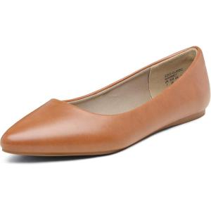 DREAM PAIRS Women’s Dress Pointed Toe Flats Ballet Comfort Soft Slip On Casual Flat Shoes for Work Office Business(Tan/Pu)